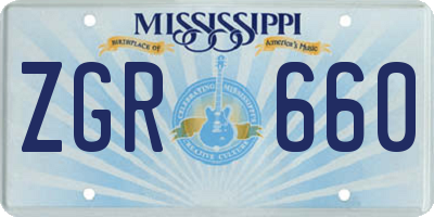MS license plate ZGR660