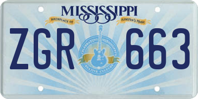 MS license plate ZGR663