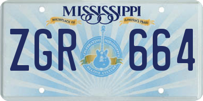 MS license plate ZGR664