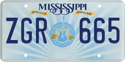 MS license plate ZGR665