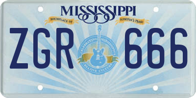 MS license plate ZGR666