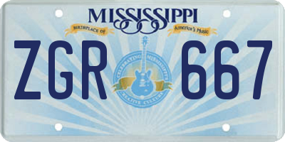 MS license plate ZGR667