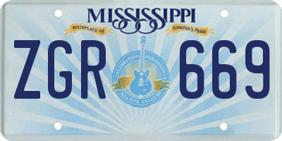 MS license plate ZGR669