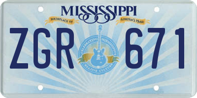 MS license plate ZGR671