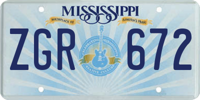 MS license plate ZGR672