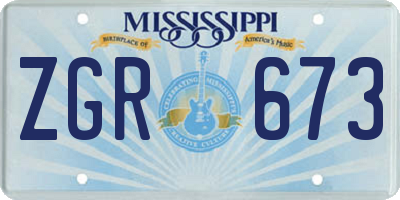 MS license plate ZGR673