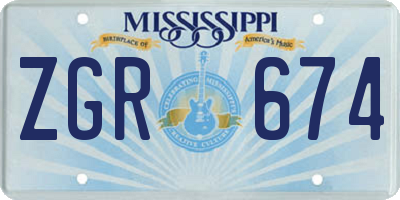 MS license plate ZGR674