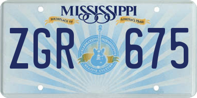 MS license plate ZGR675