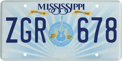 MS license plate ZGR678