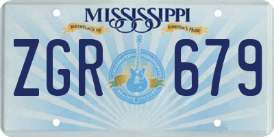 MS license plate ZGR679