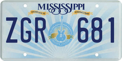 MS license plate ZGR681
