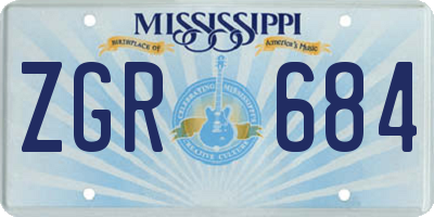 MS license plate ZGR684