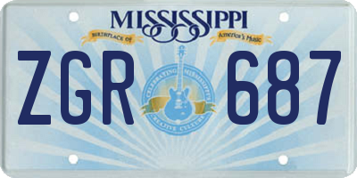 MS license plate ZGR687