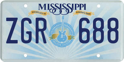 MS license plate ZGR688