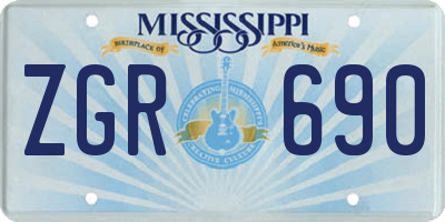 MS license plate ZGR690