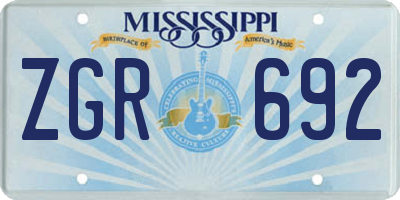 MS license plate ZGR692