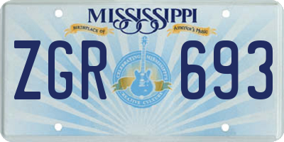 MS license plate ZGR693