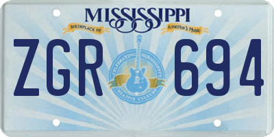 MS license plate ZGR694
