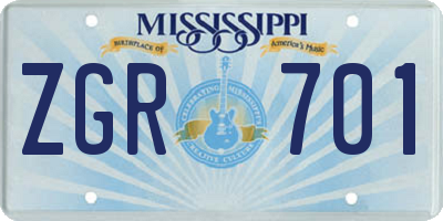 MS license plate ZGR701