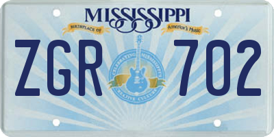 MS license plate ZGR702