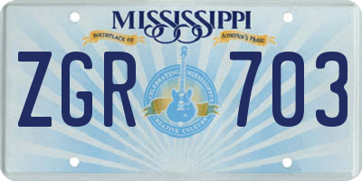 MS license plate ZGR703