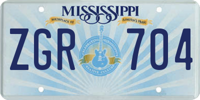 MS license plate ZGR704