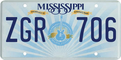 MS license plate ZGR706