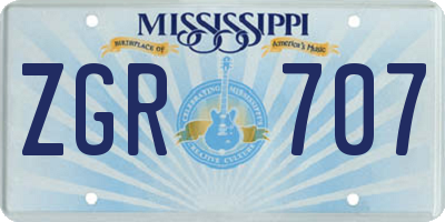 MS license plate ZGR707