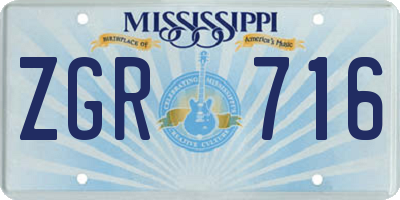 MS license plate ZGR716