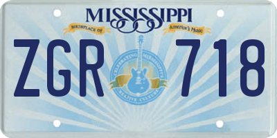 MS license plate ZGR718
