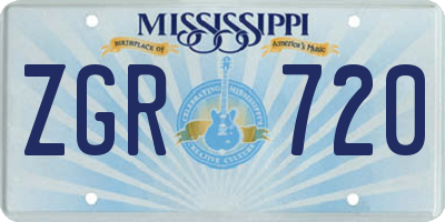 MS license plate ZGR720
