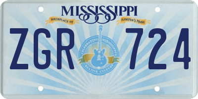 MS license plate ZGR724