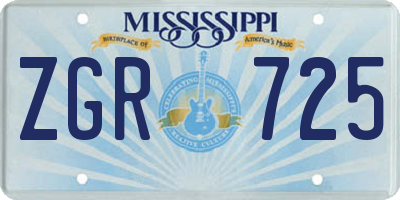 MS license plate ZGR725