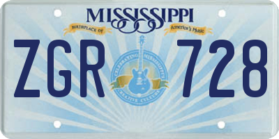 MS license plate ZGR728