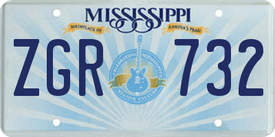 MS license plate ZGR732