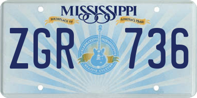 MS license plate ZGR736