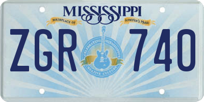 MS license plate ZGR740