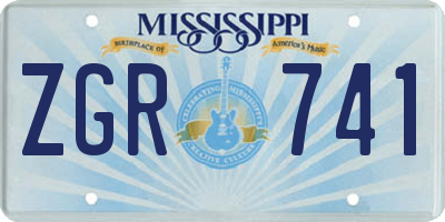 MS license plate ZGR741