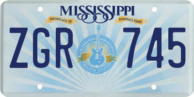 MS license plate ZGR745