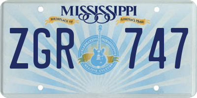 MS license plate ZGR747