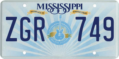 MS license plate ZGR749