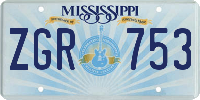 MS license plate ZGR753