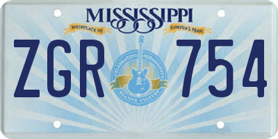 MS license plate ZGR754