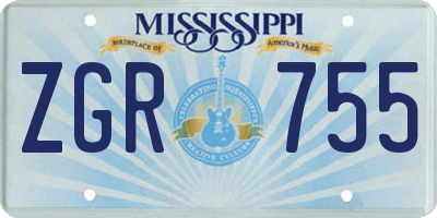 MS license plate ZGR755