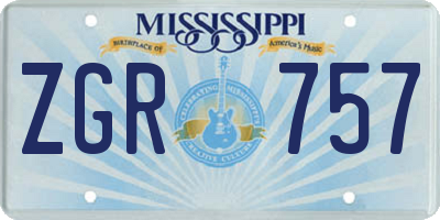 MS license plate ZGR757