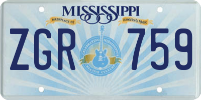 MS license plate ZGR759