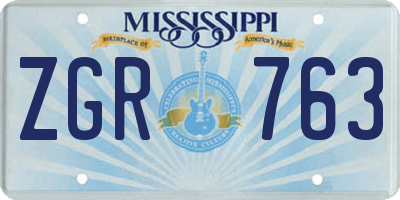 MS license plate ZGR763