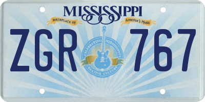 MS license plate ZGR767