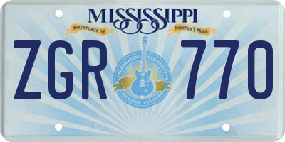 MS license plate ZGR770