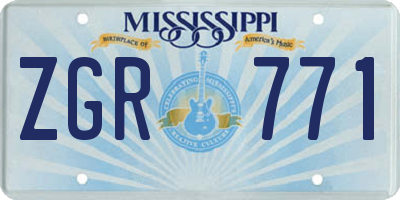 MS license plate ZGR771